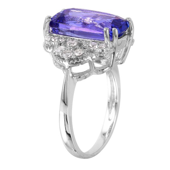 14KT White Gold 7.38ctw Tanzanite and Diamond Cocktail Ring Size 6.5 L1546 - Picture 2 of 6